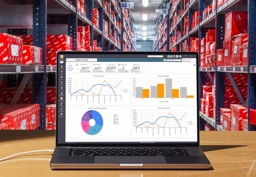 Spare-parts inventory dashboard in a warehouse